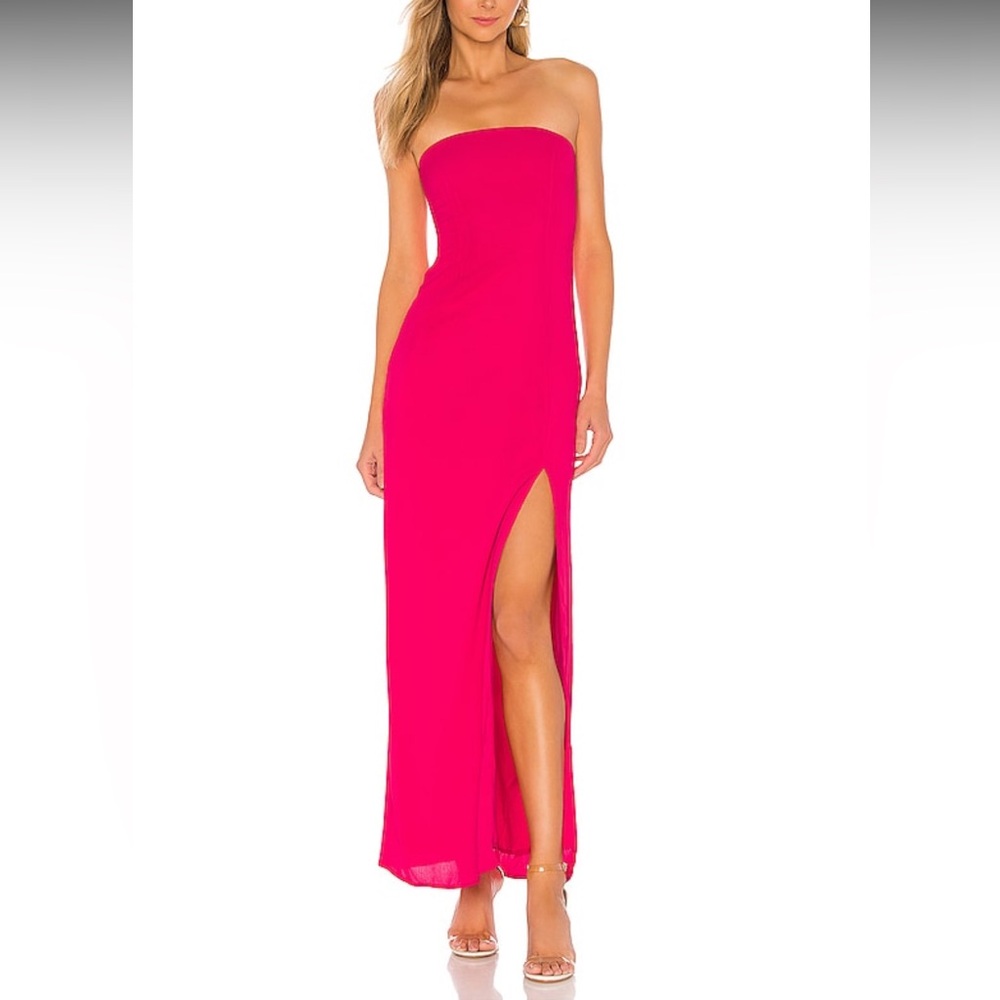 Superdown Strapless Fuchsia Maxi Dress